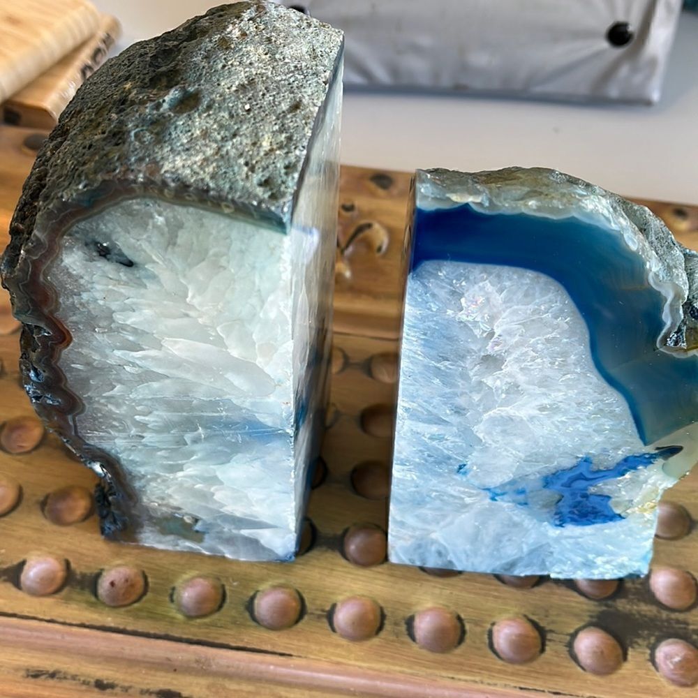 Two (2) beautiful Geode set of book ends or decorative